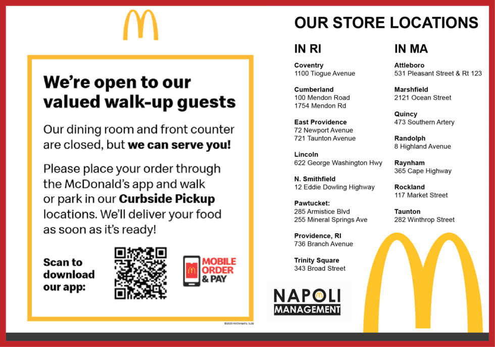 All 18 of our McDonald's restaurants throughout MA and RI are ready to