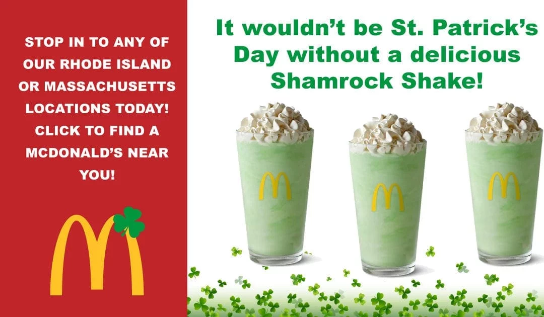 Make it your lucky day with the shake that started it all! Stop in to any of our locations today to enjoy a McDonald’s Shamrock Shake®!