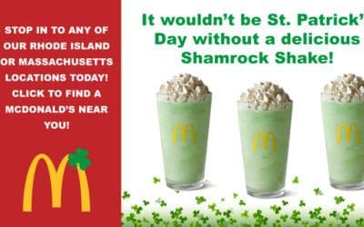 Make it your lucky day with the shake that started it all! Stop in to any of our locations today to enjoy a McDonald’s Shamrock Shake®!