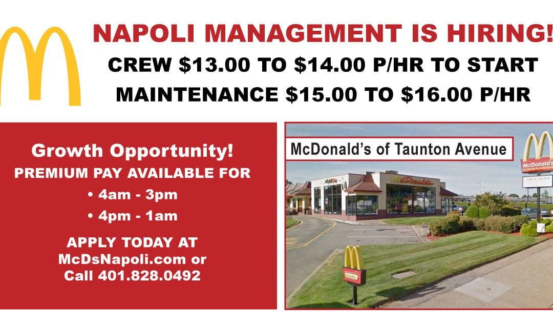 Napoli Management has crew and maintenance openings at our Taunton Avenue location in East Providence, RI. Apply today!