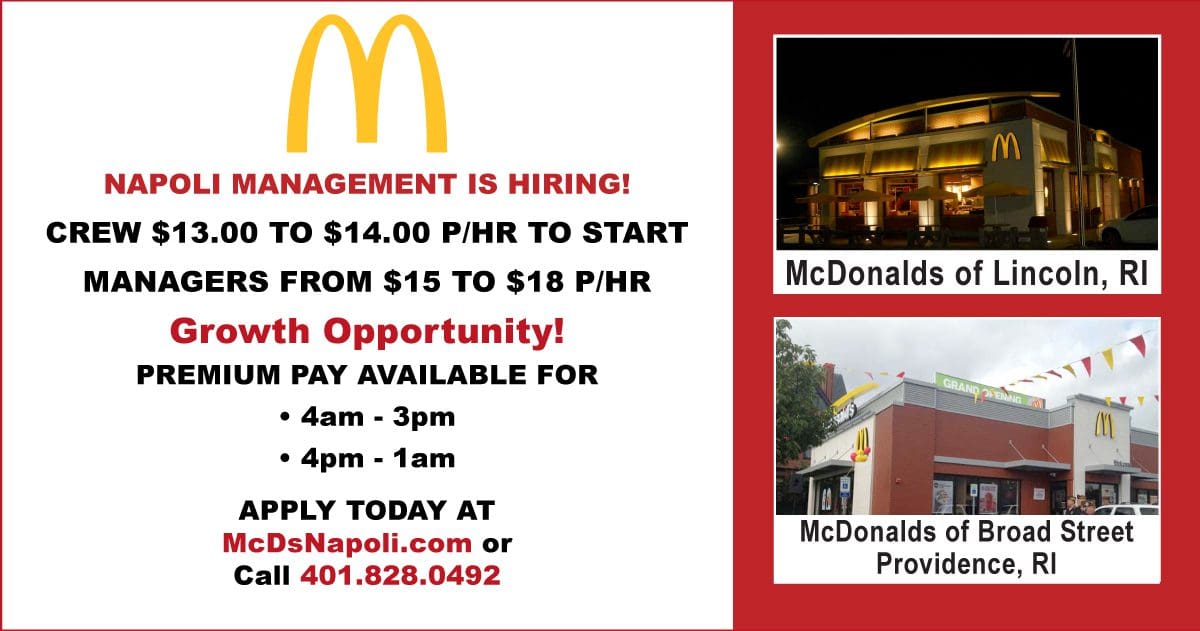 Join the McDonald’s team! We offer great benefits, flexible hours and