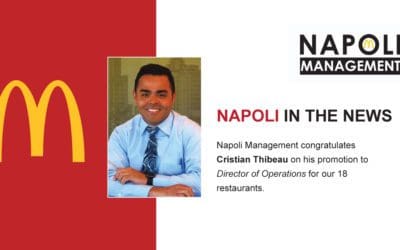 Napoli Management congratulates Cristian Thibeau, recently promoted to Director of Operations for our 18 restaurants.